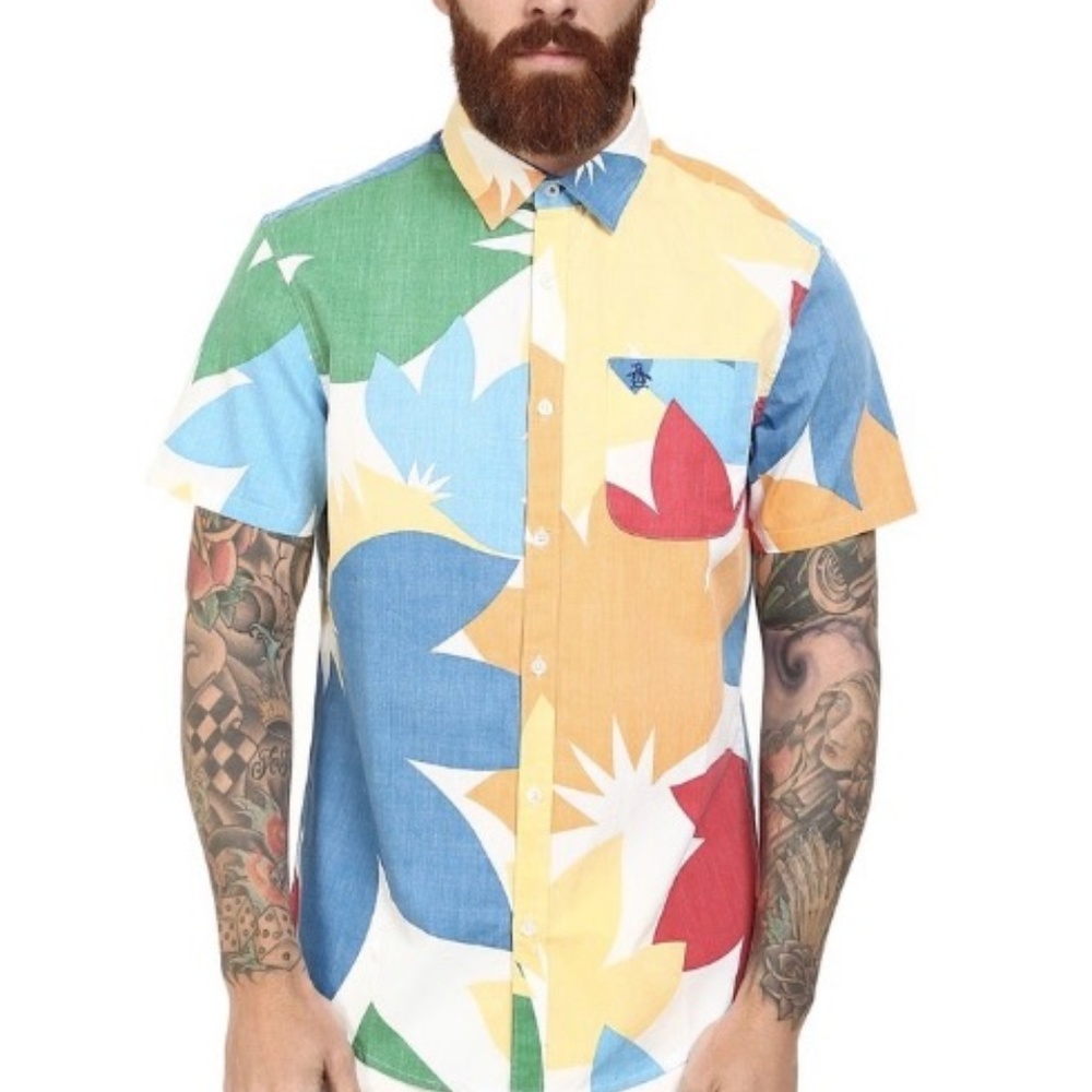 Penguin Global Look Scattered Large Floral Shirt